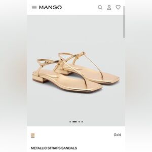 Mango METALLIC STRAPS SANDALS gold size 9